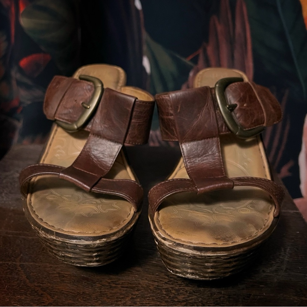 Born Brown Wedge Sandals - Picture 2 of 7